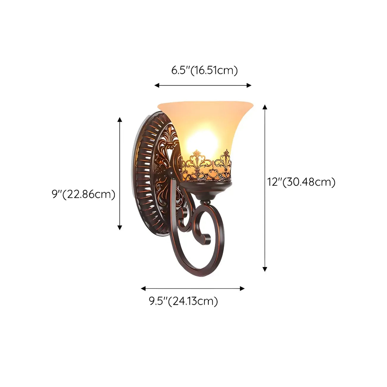 Vintage Bronze LED Wall Sconce with Frosted Glass Shade