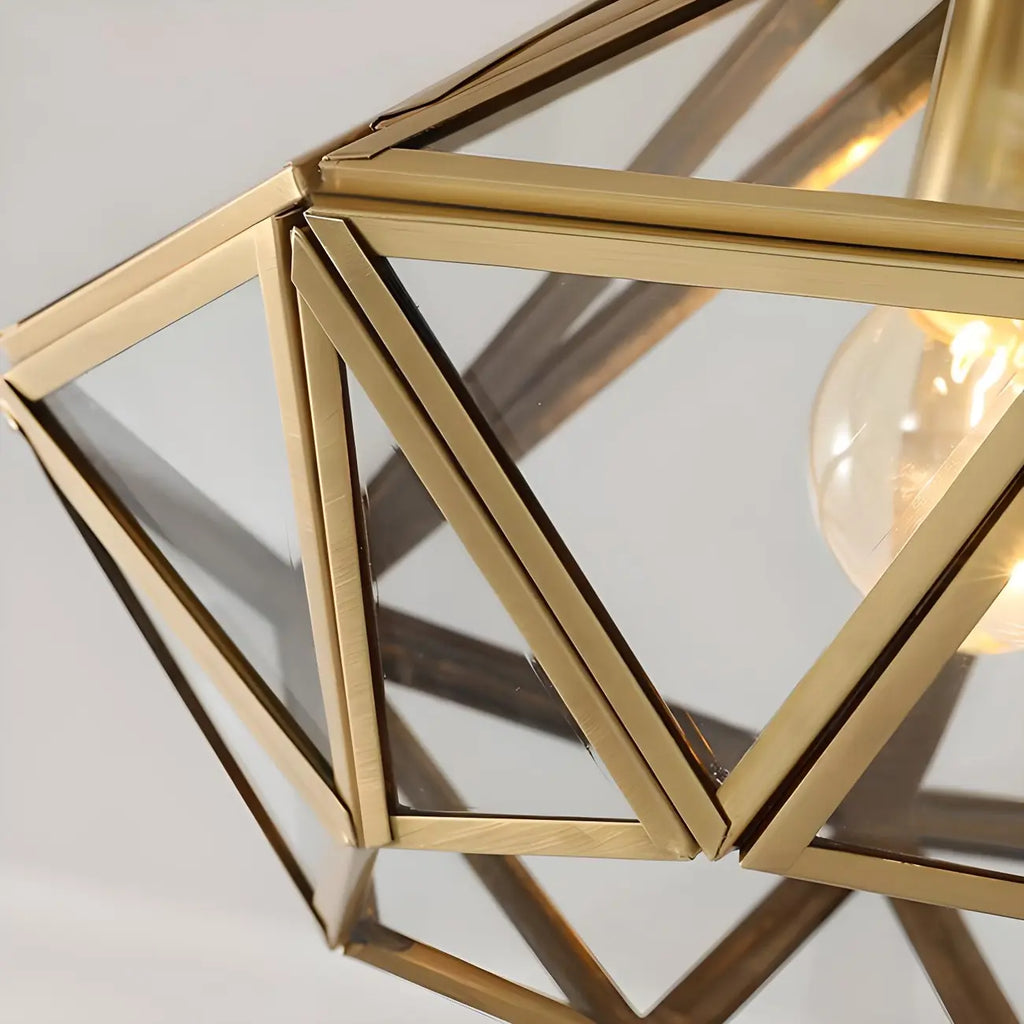 Geometric Gold Semi Flush Ceiling Light for Hallway Lighting