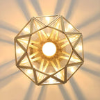 Geometric Gold Semi Flush Ceiling Light for Hallway Lighting