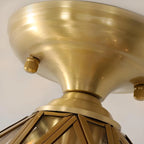 Geometric Gold Semi Flush Ceiling Light for Hallway Lighting