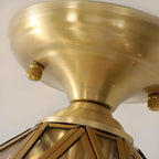Geometric Gold Semi Flush Ceiling Light for Hallway Lighting