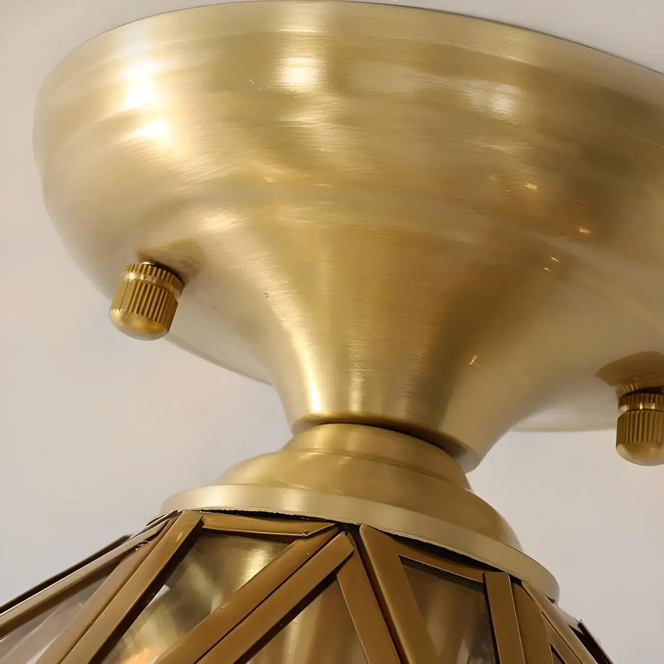 Geometric Gold Semi Flush Ceiling Light for Hallway Lighting