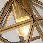 Geometric Gold Semi Flush Ceiling Light for Hallway Lighting