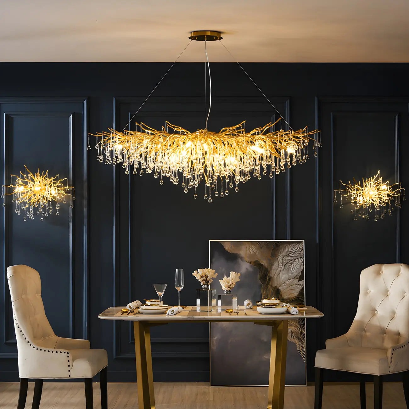 Luxury Crystal Gold Island Pendant Light for Kitchen