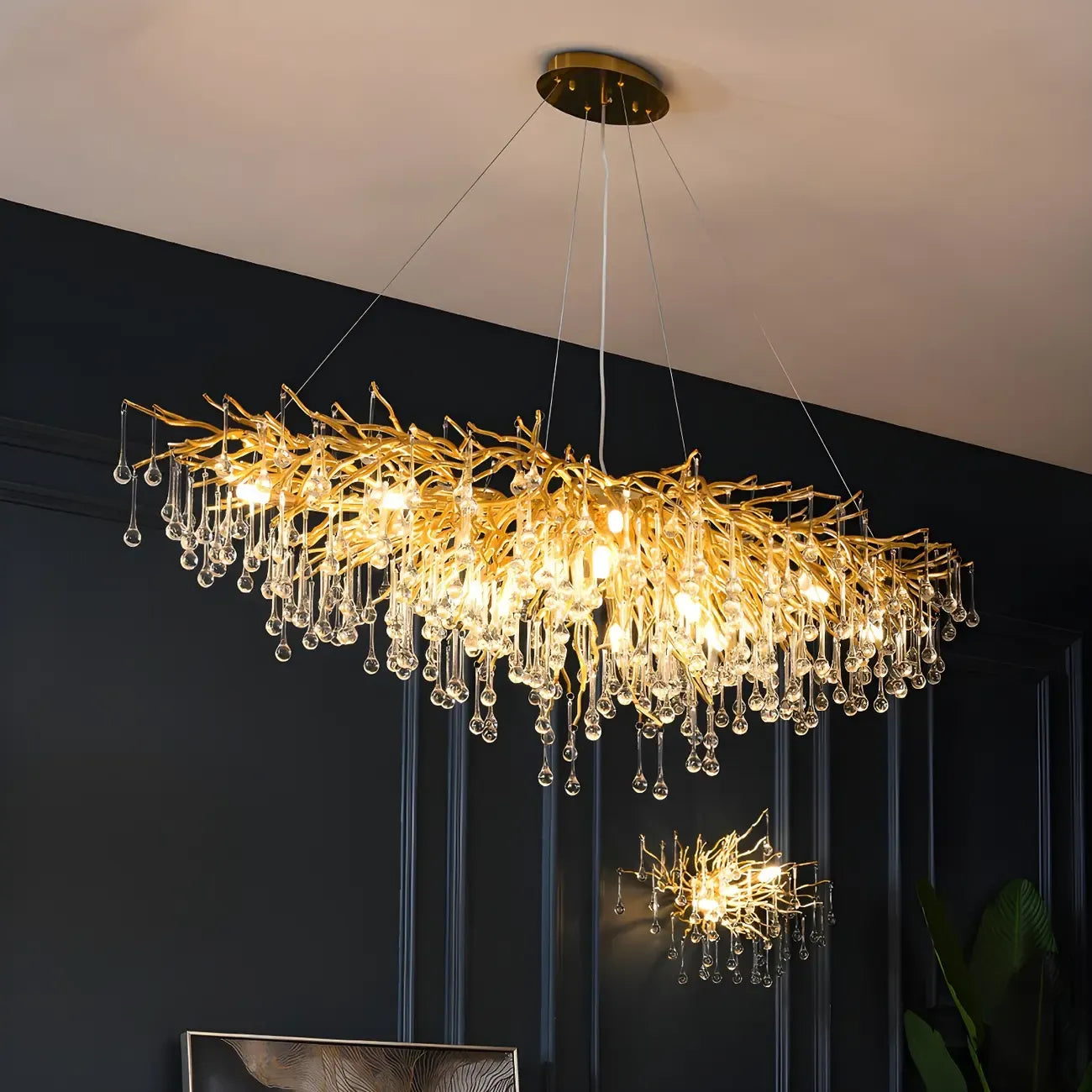 Luxury Crystal Gold Island Pendant Light for Kitchen