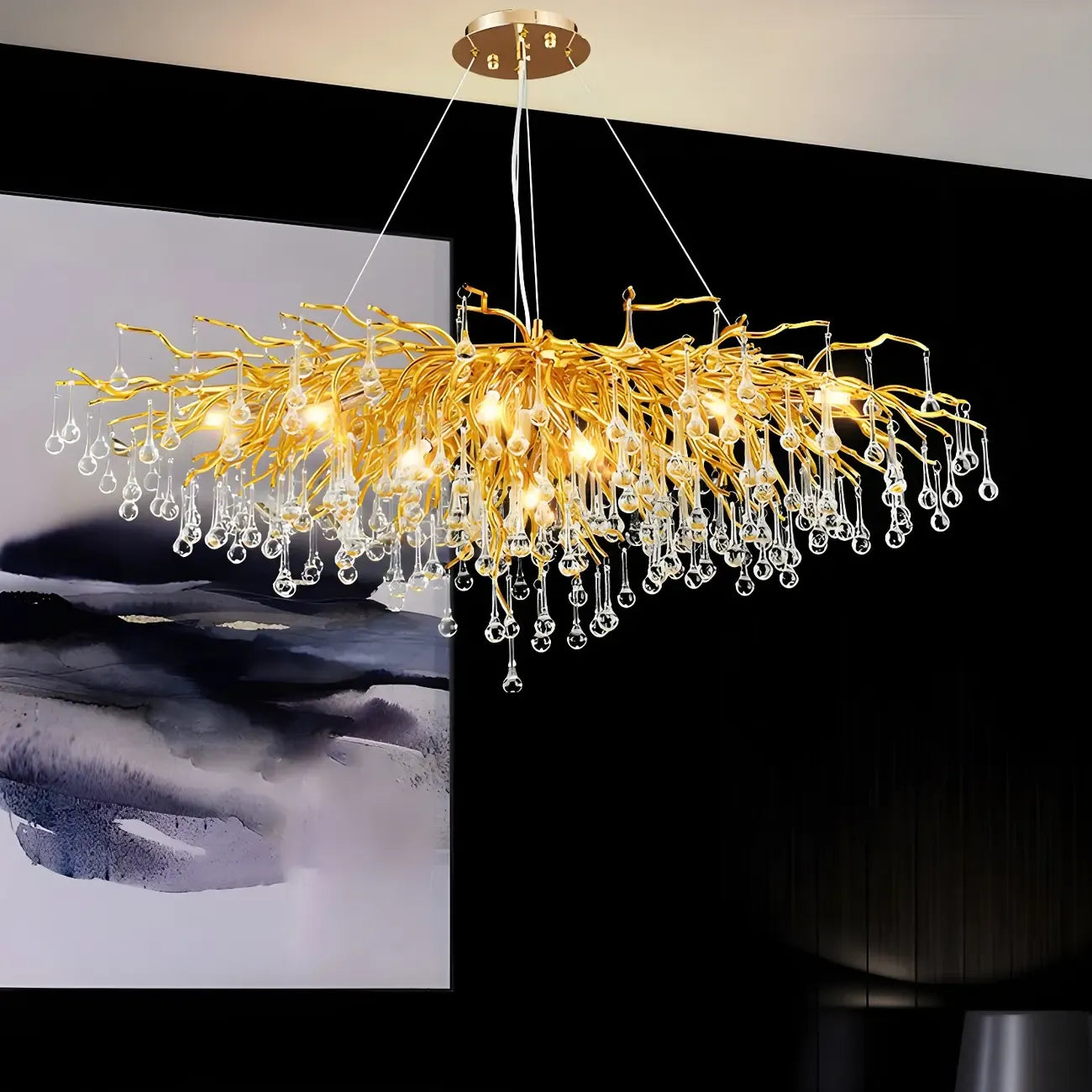 Luxury Crystal Gold Island Pendant Light for Kitchen