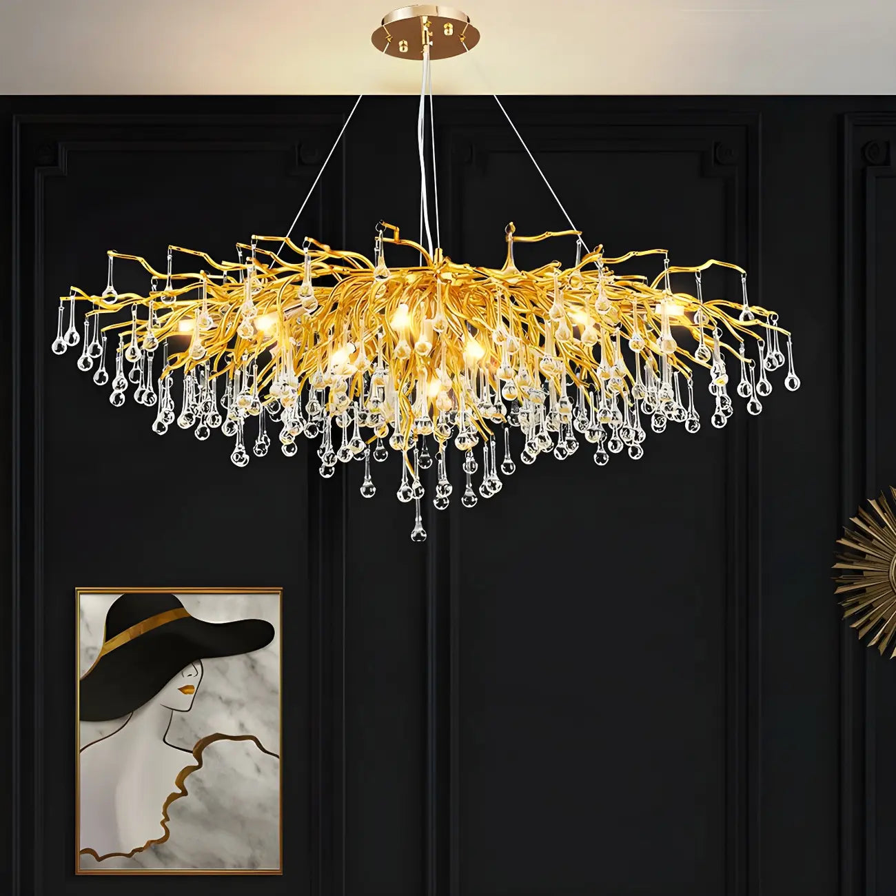 Luxury Crystal Gold Island Pendant Light for Kitchen