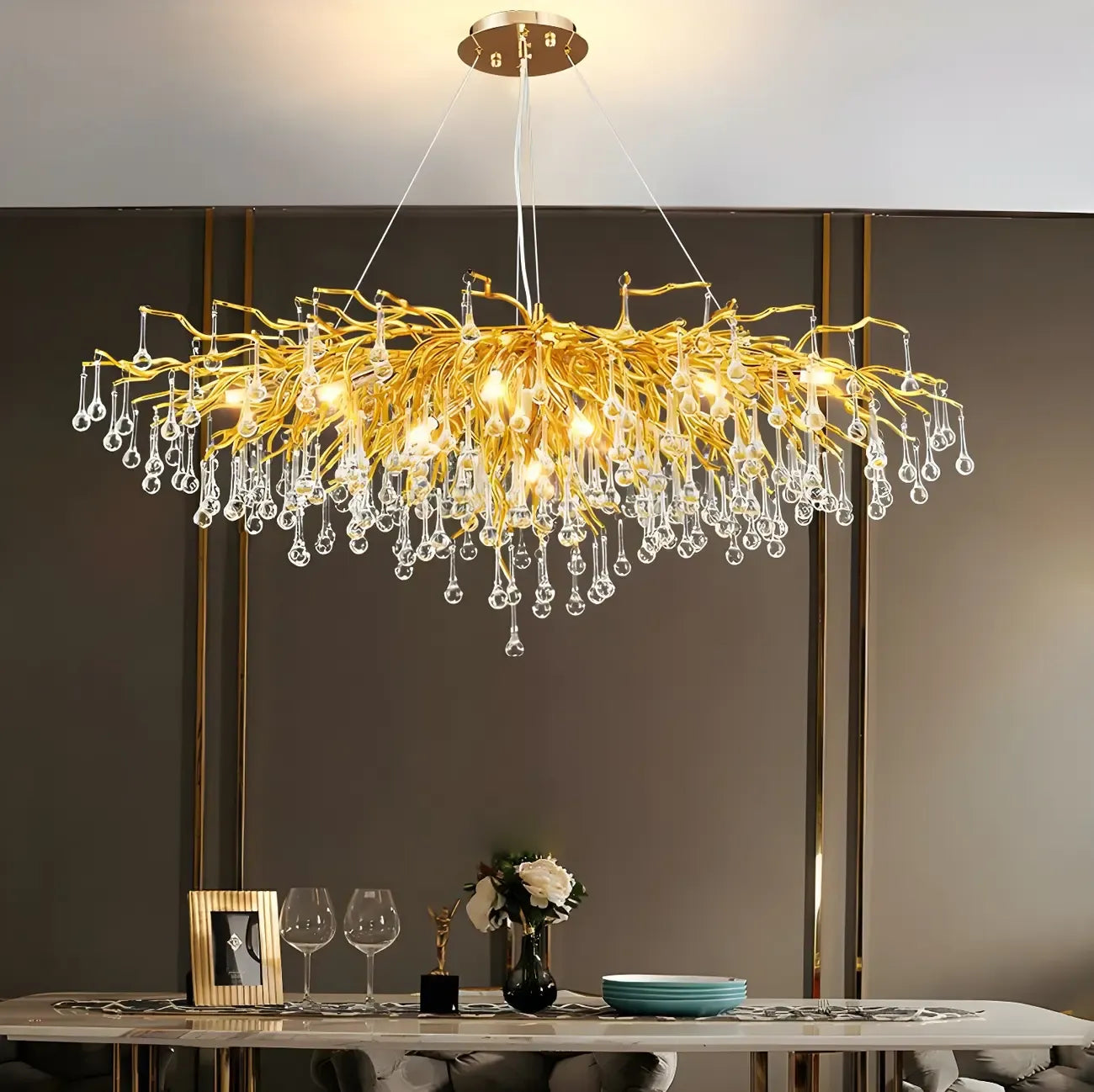Luxury Crystal Gold Island Pendant Light for Kitchen