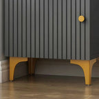 Modern White Glass Wood Storage Cabinet with Gold Metal Base