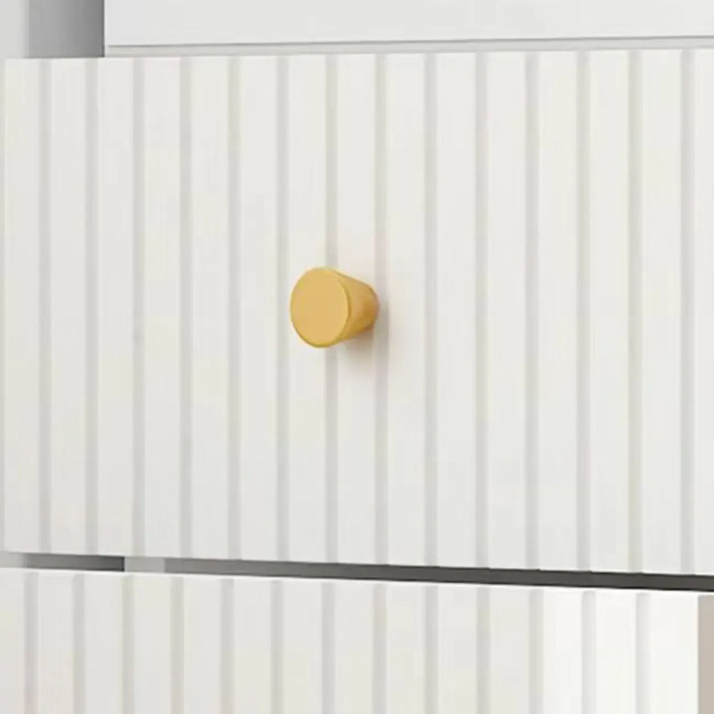 Modern White Glass Wood Storage Cabinet with Gold Metal Base