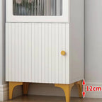 Modern White Glass Wood Storage Cabinet with Gold Metal Base
