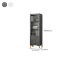 Modern White Glass Wood Storage Cabinet with Gold Metal Base