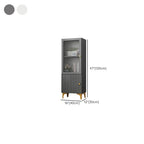Modern White Glass Wood Storage Cabinet with Gold Metal Base
