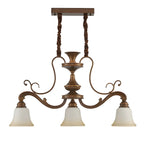 Vintage Brown Metal Frosted Glass Island Pendant Light