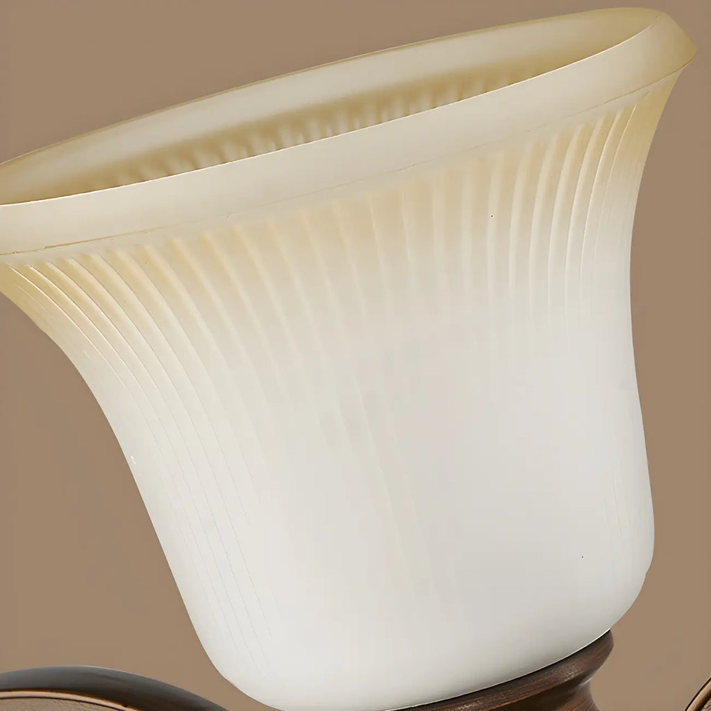Vintage Brown Metal Frosted Glass Island Pendant Light