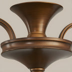 Vintage Brown Metal Frosted Glass Island Pendant Light