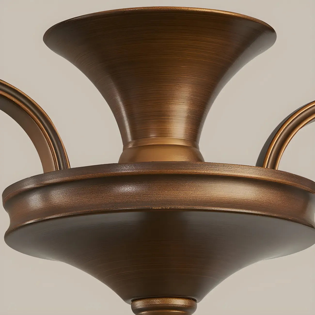 Vintage Brown Metal Frosted Glass Island Pendant Light