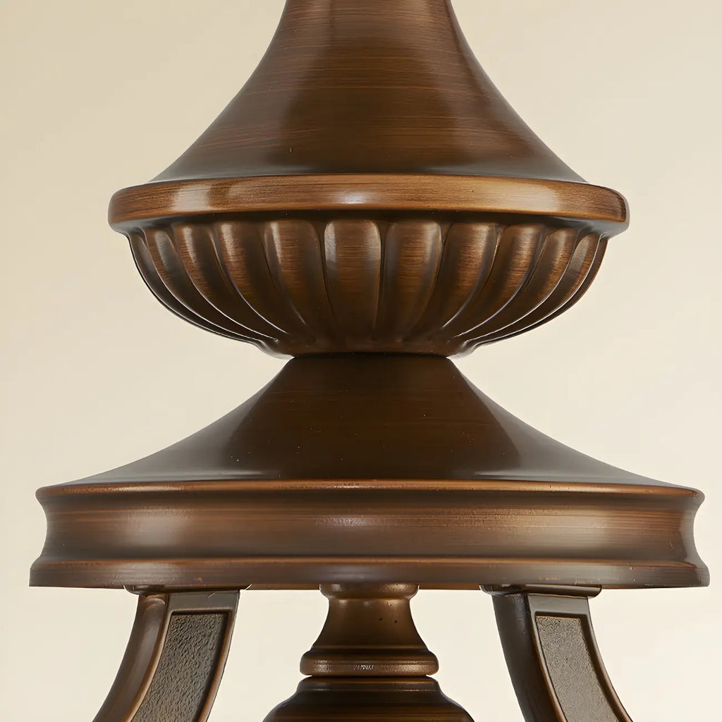 Vintage Brown Metal Frosted Glass Island Pendant Light