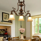 Vintage Brown Metal Frosted Glass Island Pendant Light