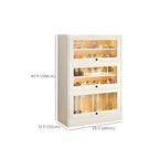 Hallway White Wood Shoe Cabinet with Glass Doors