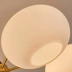 Classic Large Glass Drum Walnut Wood Semi Flush Ceiling Light