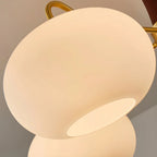 Classic Large Glass Drum Walnut Wood Semi Flush Ceiling Light