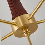 Classic Large Glass Drum Walnut Wood Semi Flush Ceiling Light