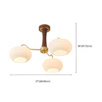 Classic Large Glass Drum Walnut Wood Semi Flush Ceiling Light