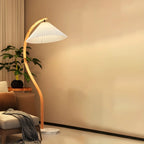 Modern Arc Floor Lamp with Pleated Cone Shade for Living Room