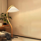 Modern Arc Floor Lamp with Pleated Cone Shade for Living Room