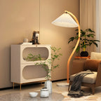 Modern Arc Floor Lamp with Pleated Cone Shade for Living Room