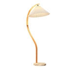 Modern Arc Floor Lamp with Pleated Cone Shade for Living Room