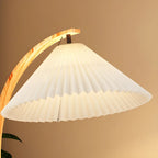 Modern Arc Floor Lamp with Pleated Cone Shade for Living Room