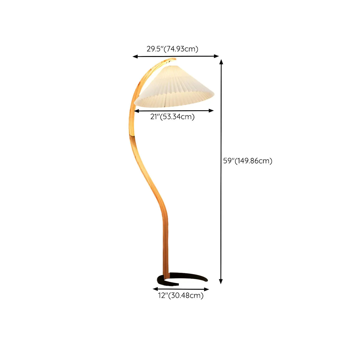 Modern Arc Floor Lamp with Pleated Cone Shade for Living Room