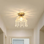 Elegant Golden Crystal Flower Dome Semi Flush Ceiling Light
