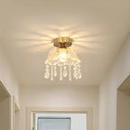 Elegant Golden Crystal Flower Dome Semi Flush Ceiling Light