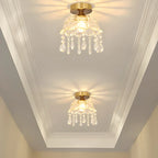 Elegant Golden Crystal Flower Dome Semi Flush Ceiling Light