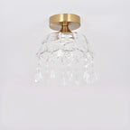 Elegant Golden Crystal Flower Dome Semi Flush Ceiling Light