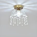 Elegant Golden Crystal Flower Dome Semi Flush Ceiling Light