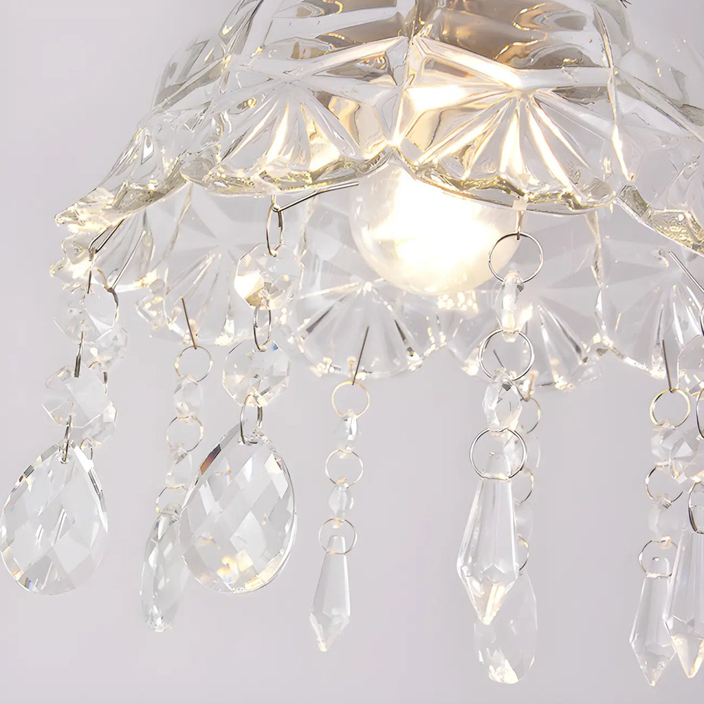 Elegant Golden Crystal Flower Dome Semi Flush Ceiling Light