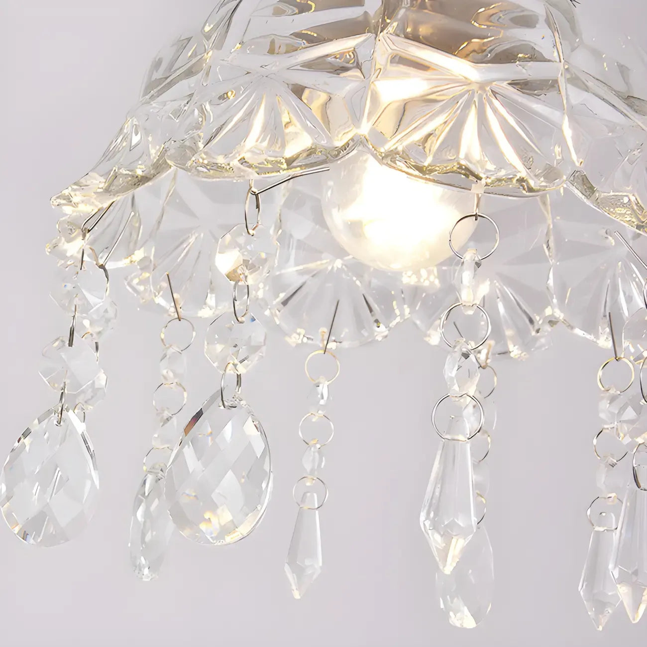Elegant Golden Crystal Flower Dome Semi Flush Ceiling Light