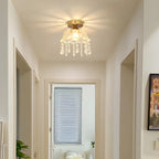 Elegant Golden Crystal Flower Dome Semi Flush Ceiling Light
