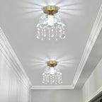 Elegant Golden Crystal Flower Dome Semi Flush Ceiling Light