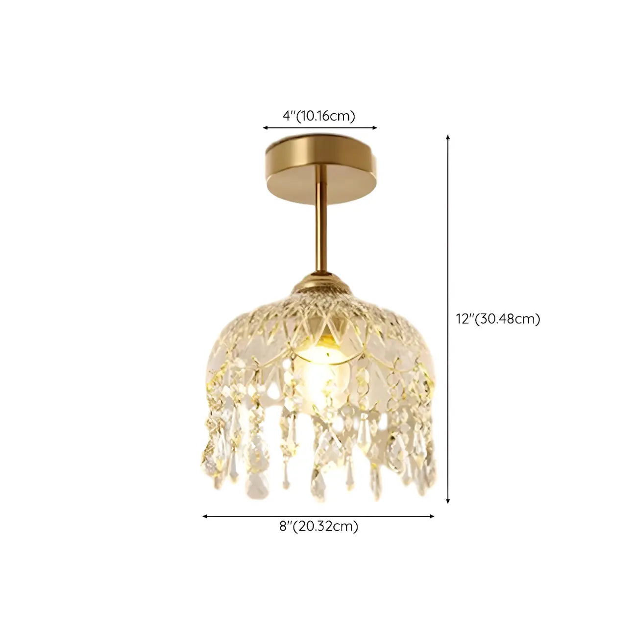 Elegant Golden Crystal Flower Dome Semi Flush Ceiling Light