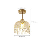 Elegant Golden Crystal Flower Dome Semi Flush Ceiling Light