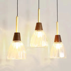 Modern Glass Dome Island Pendant Light in Walnut