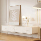 Contemporary White Wooden TV Stand with Drawers and Cabinet