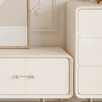 Contemporary White Wooden TV Stand with Drawers and Cabinet