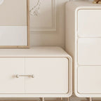 Contemporary White Wooden TV Stand with Drawers and Cabinet