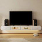 Minimalist Wooden Floating TV Stand with Lighting & Drawers